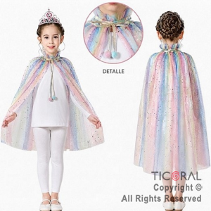 CAPA ARCO IRIS MULTICOLOR CON ESTRELLAS ORO x 1